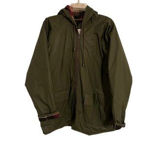 Misty Harbor  Women’s Full Zip Foul Weather Jacket Plaid Lining L Army Green